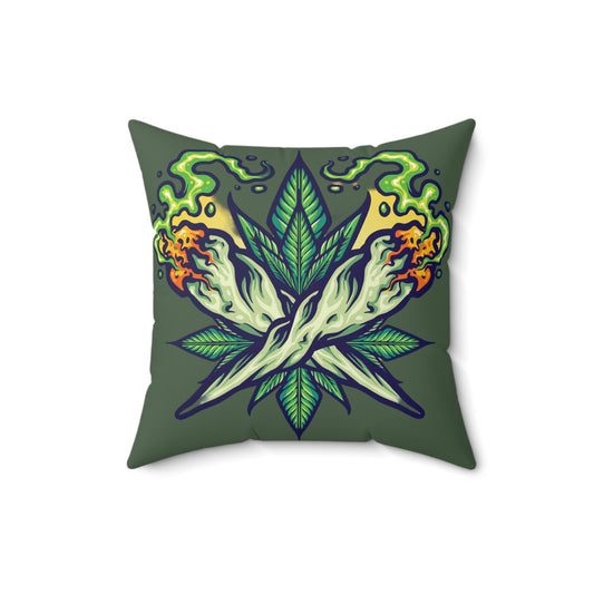 Cannabis Leaf Throw Pillow — Bold Graphic Decorative Cushion