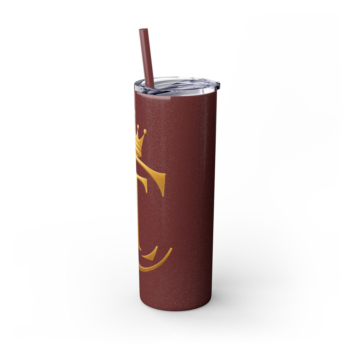 The Chic Co. Gold Crown Monogram Skinny Tumbler 20oz — Gold Stainless Straw