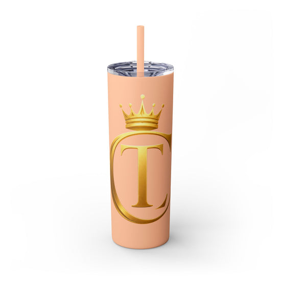 The Chic Co. Gold Crown Monogram Skinny Tumbler 20oz — Gold Stainless Straw