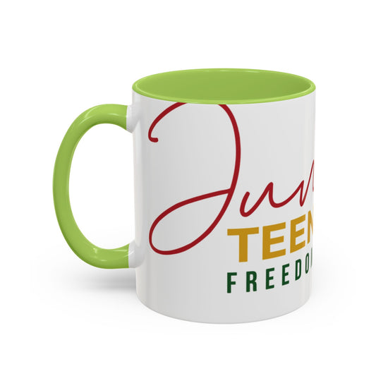 Juneteenth Coffee Mug — Black Woman Portrait "Juneteenth Freedom Day" Accent Mug