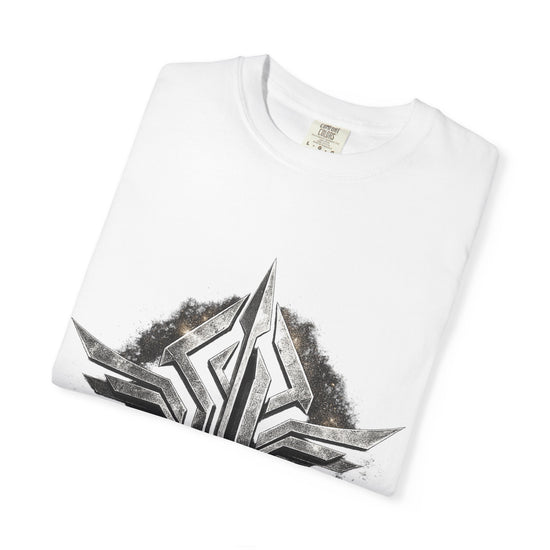Futuristic Metal Emblem Graphic T‑Shirt