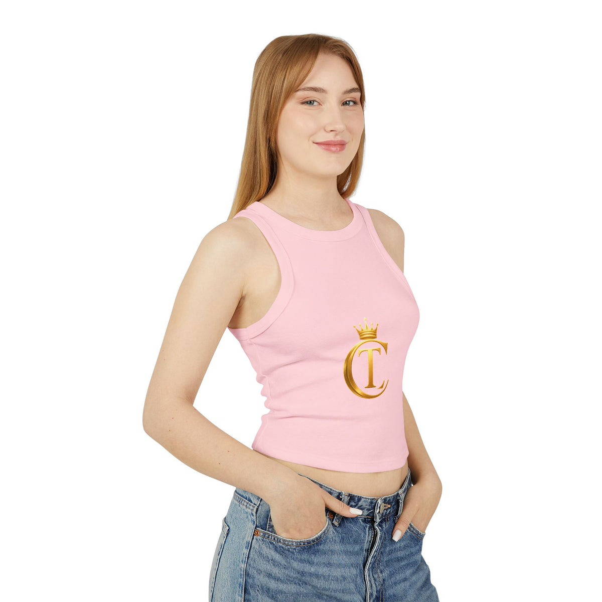 Gold Crown Monogram Racer Tank Top