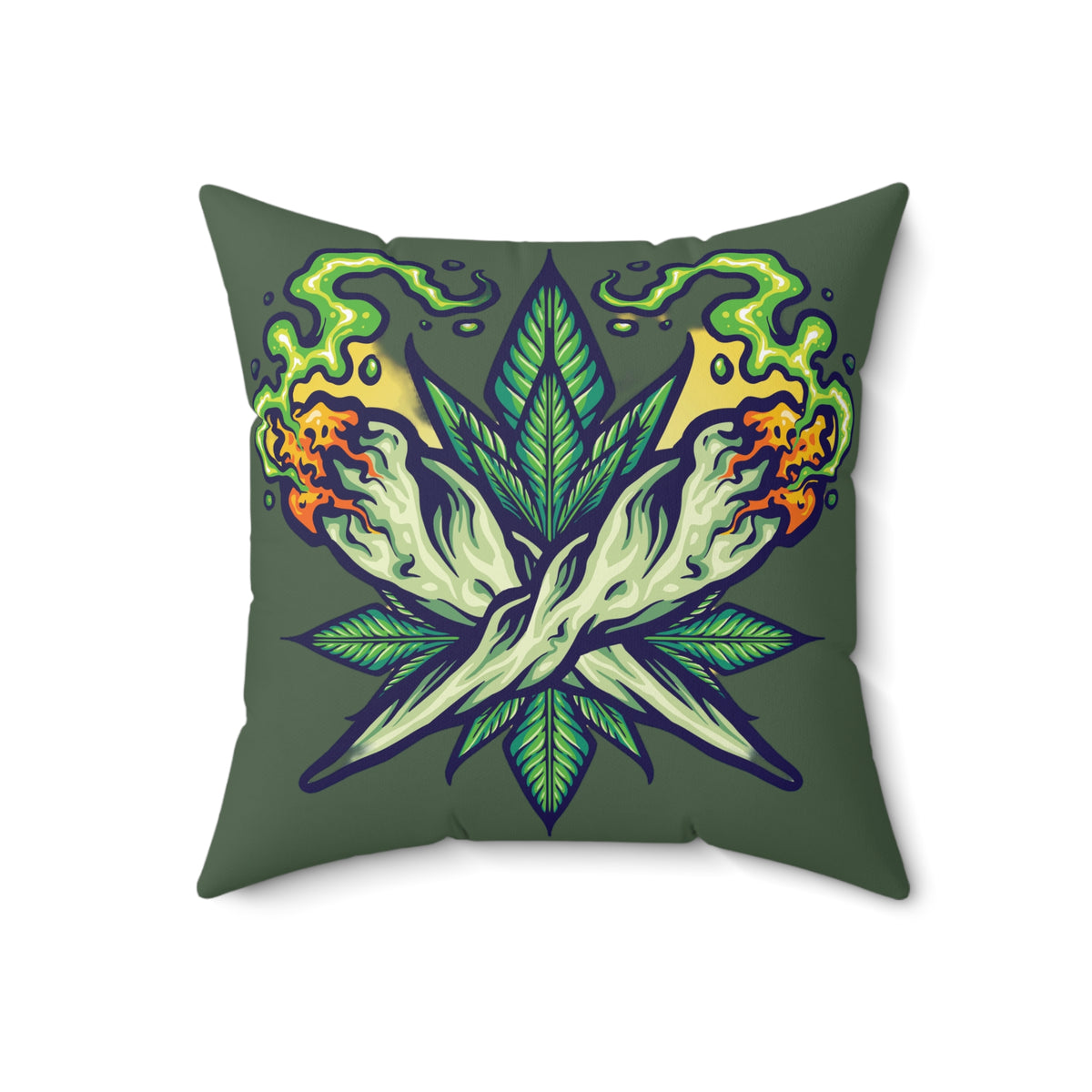 Cannabis Leaf Throw Pillow — Bold Graphic Decorative Cushion