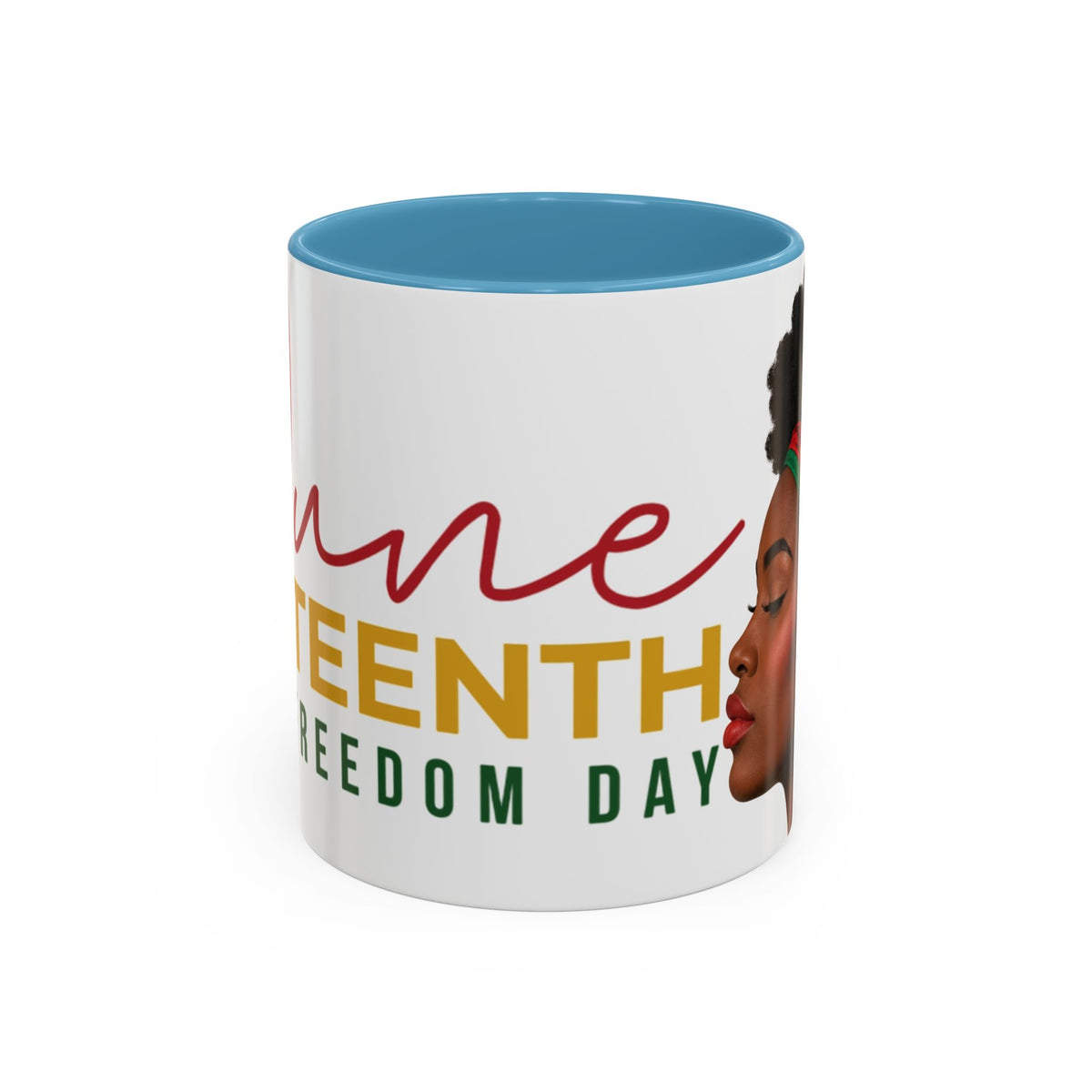 Juneteenth Coffee Mug — Black Woman Portrait "Juneteenth Freedom Day" Accent Mug