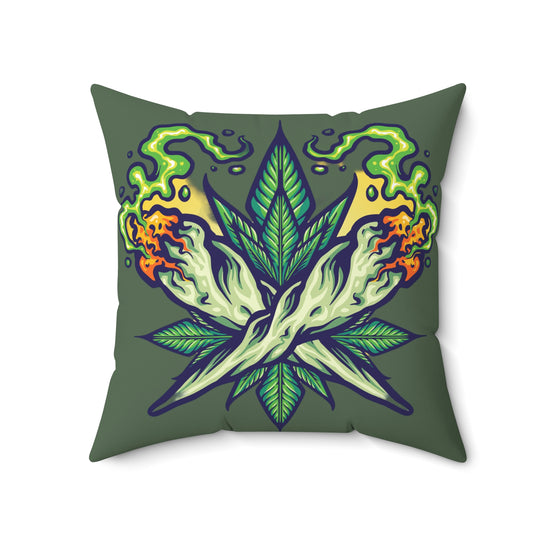Cannabis Leaf Throw Pillow — Bold Graphic Decorative Cushion