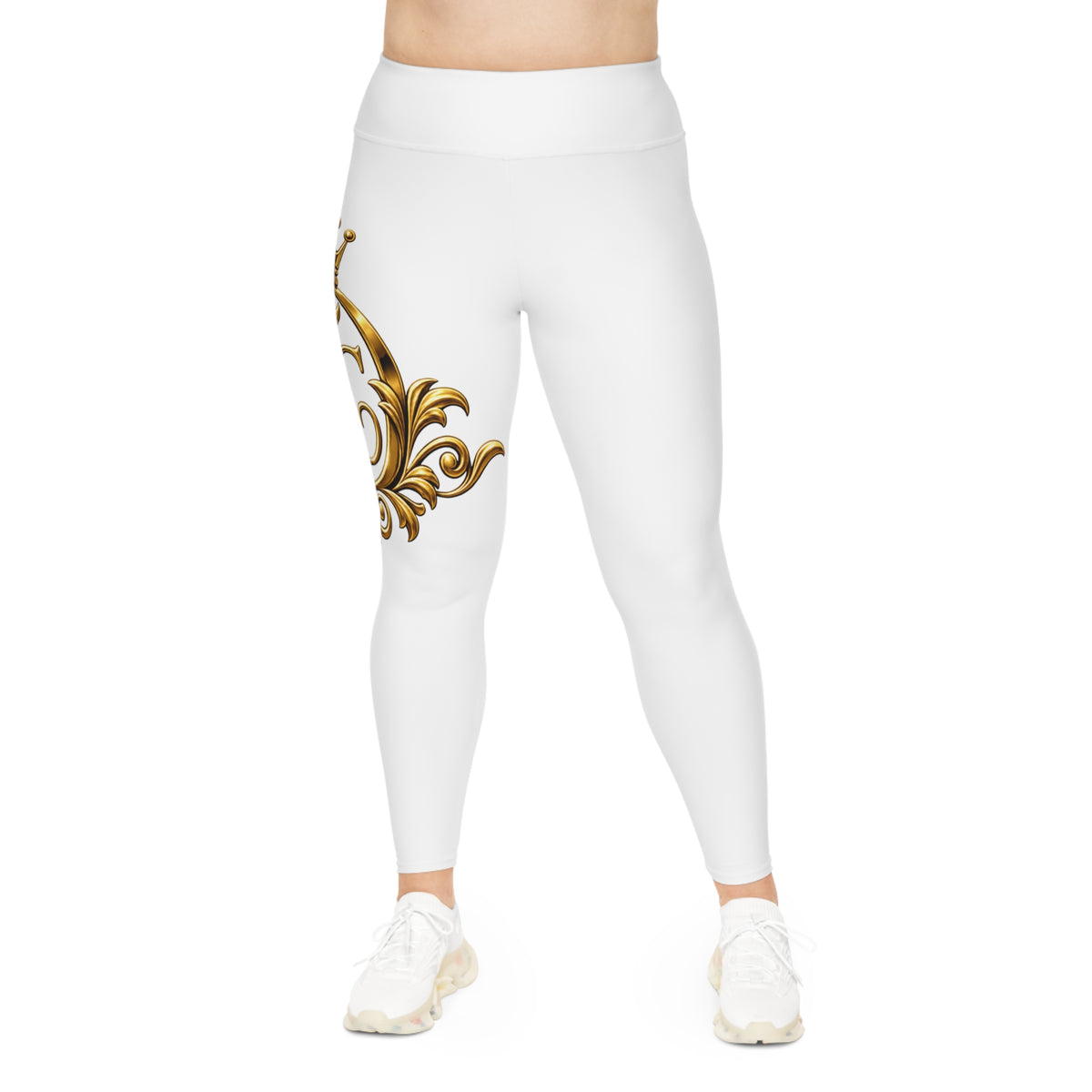 The Chic Co. Signature Gold Crown Monogram Accent Leggings — Royal Curvy