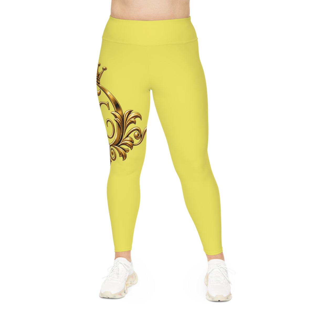 The Chic Co. Signature Gold Crown Monogram Accent Leggings — Royal Curvy