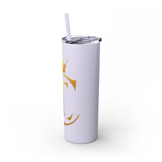 The Chic Co. Gold Crown Monogram Skinny Tumbler 20oz — Gold Stainless Straw