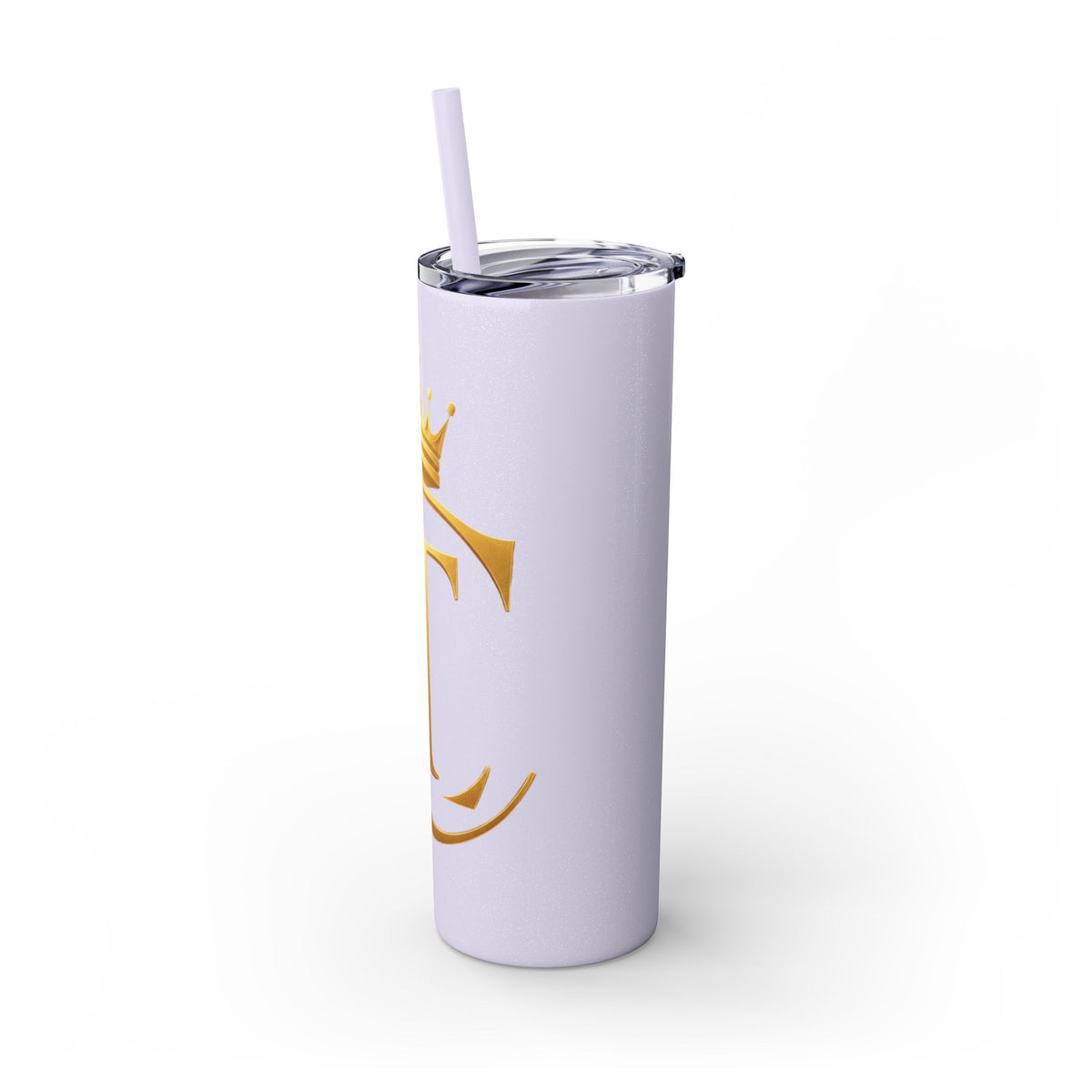 The Chic Co. Gold Crown Monogram Skinny Tumbler 20oz — Gold Stainless Straw