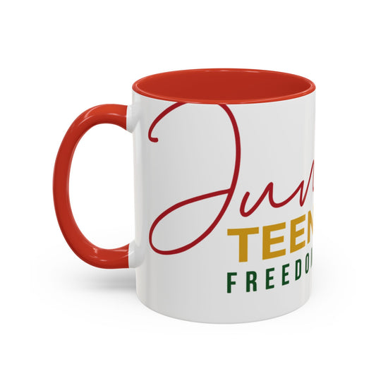 Juneteenth Coffee Mug — Black Woman Portrait "Juneteenth Freedom Day" Accent Mug