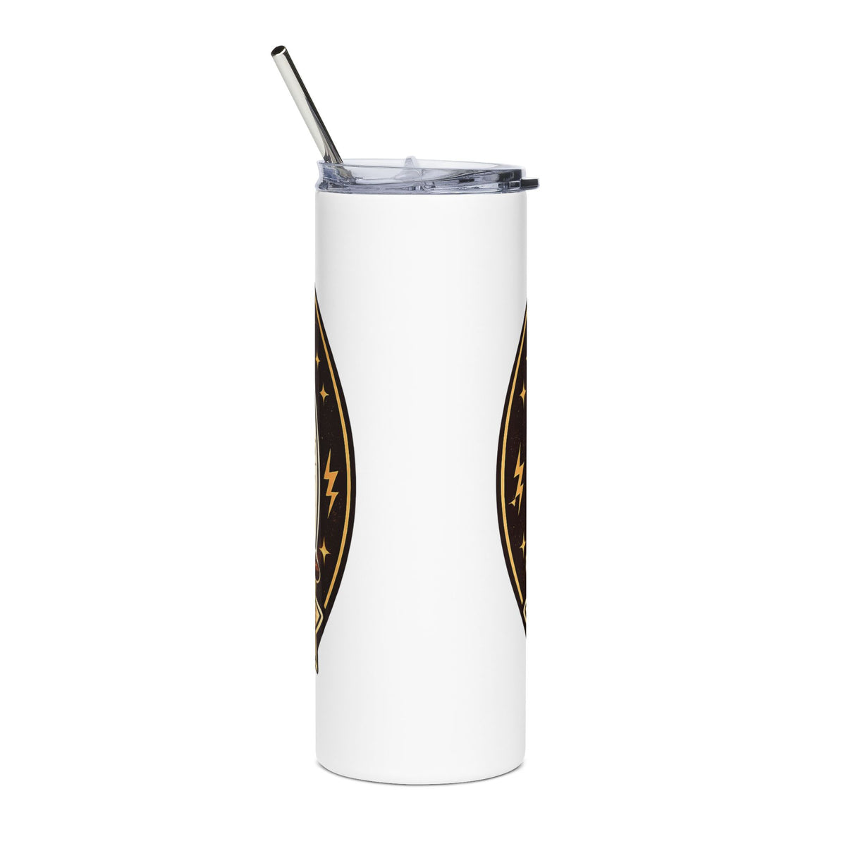 Funny Coffee Lover Skinny Tumbler — 20oz Stainless Steel Travel Cup with Straw — "Warning: That's It? I Need More Coffee" 20oz Stainless Steel Travel Cup