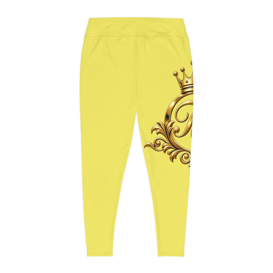 The Chic Co. Signature Gold Crown Monogram Accent Leggings — Royal Curvy