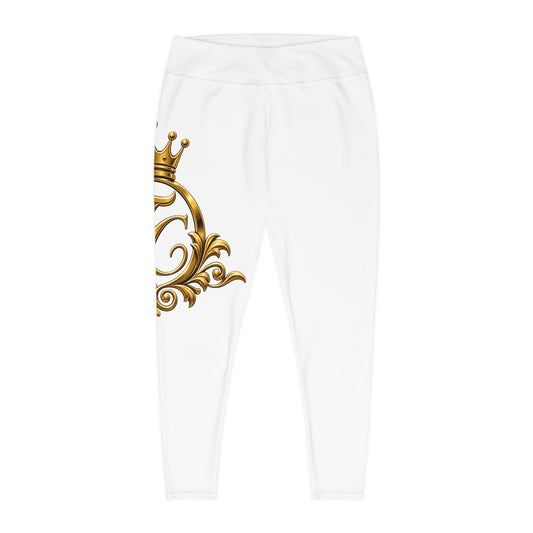 The Chic Co. Signature Gold Crown Monogram Accent Leggings — Royal Curvy
