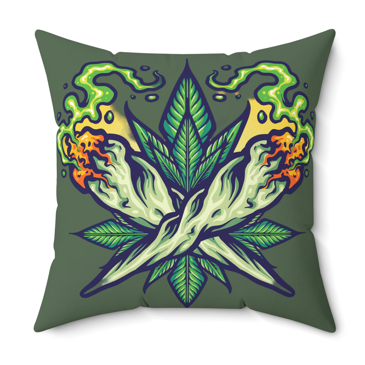 Cannabis Leaf Throw Pillow — Bold Graphic Decorative Cushion