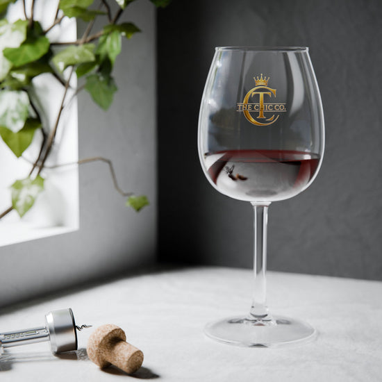 The Chic Co. Signature Gold Crown Monogram Wine Glass — 12oz Stemmed Glass