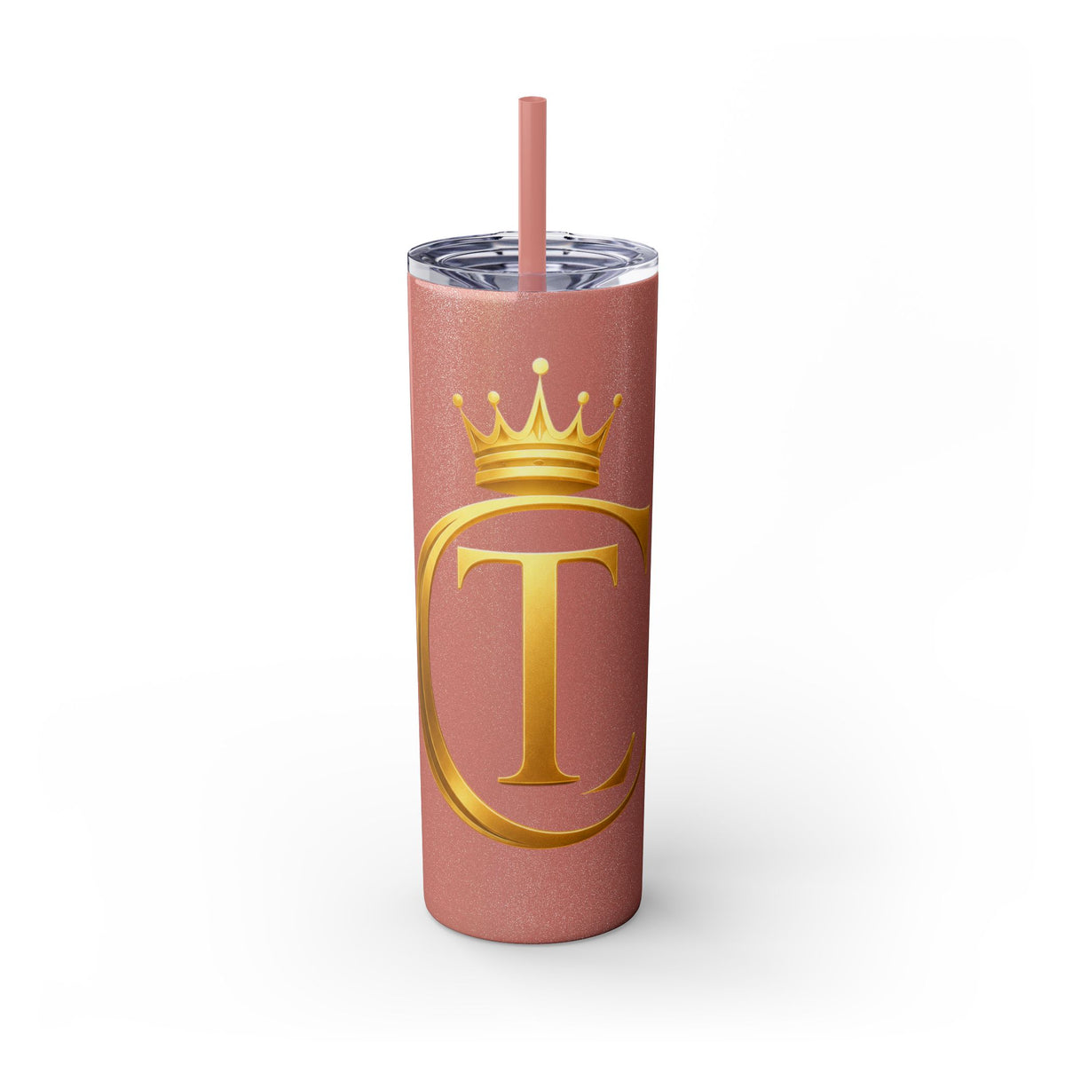 The Chic Co. Gold Crown Monogram Skinny Tumbler 20oz — Gold Stainless Straw