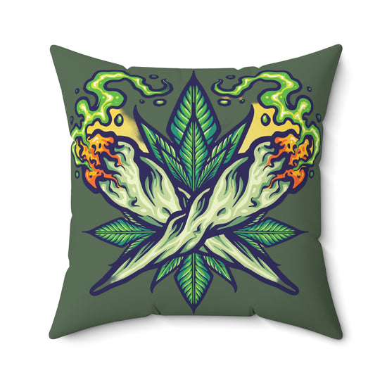 Cannabis Leaf Throw Pillow — Bold Graphic Decorative Cushion