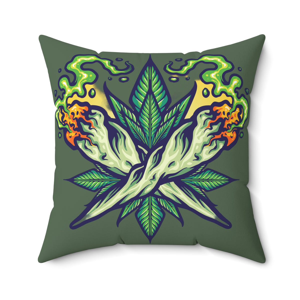 Cannabis Leaf Throw Pillow — Bold Graphic Decorative Cushion