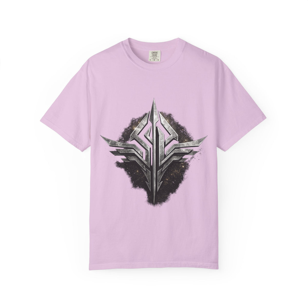 Futuristic Metal Emblem Graphic T‑Shirt