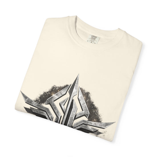 Futuristic Metal Emblem Graphic T‑Shirt