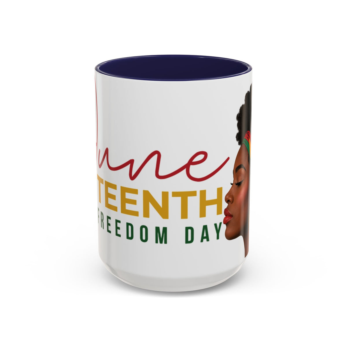 Juneteenth Coffee Mug — Black Woman Portrait "Juneteenth Freedom Day" Accent Mug