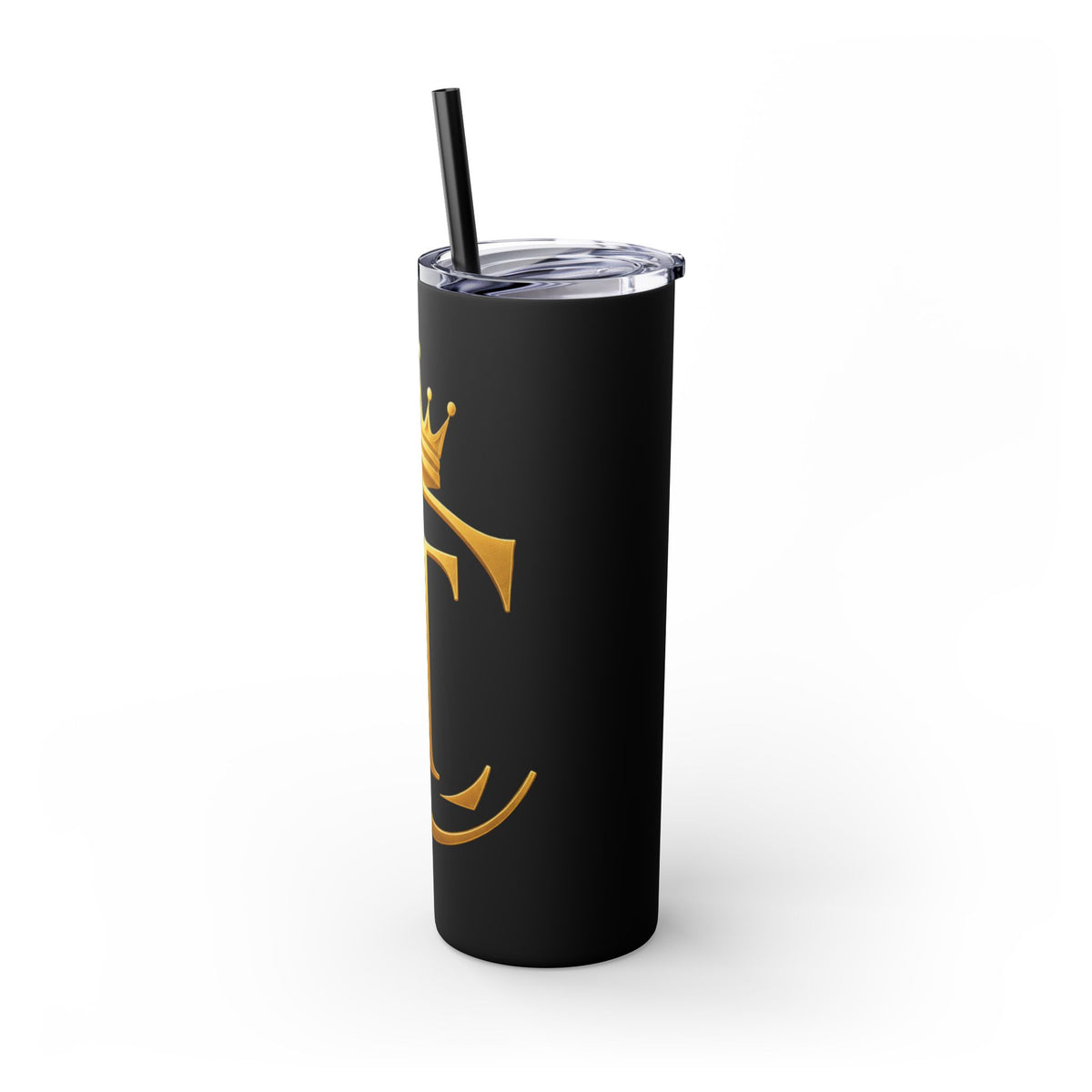 The Chic Co. Gold Crown Monogram Skinny Tumbler 20oz — Gold Stainless Straw