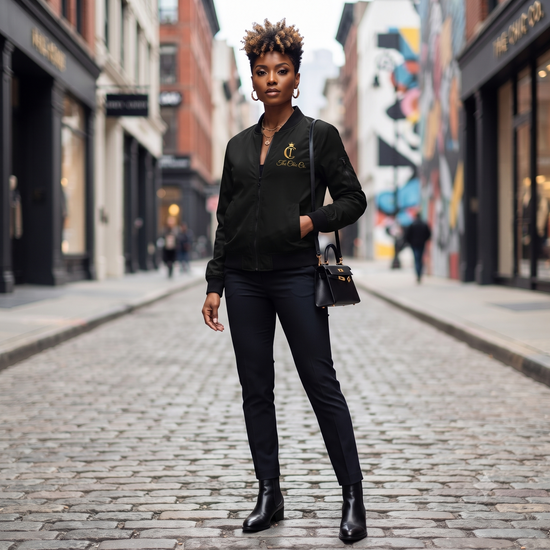 Embroidered Gold Crest Women's Bomber Jacket