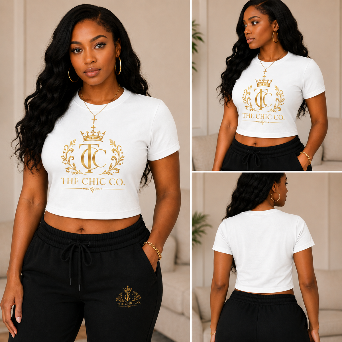 The Chic Co. Gold Crest Crop Tee