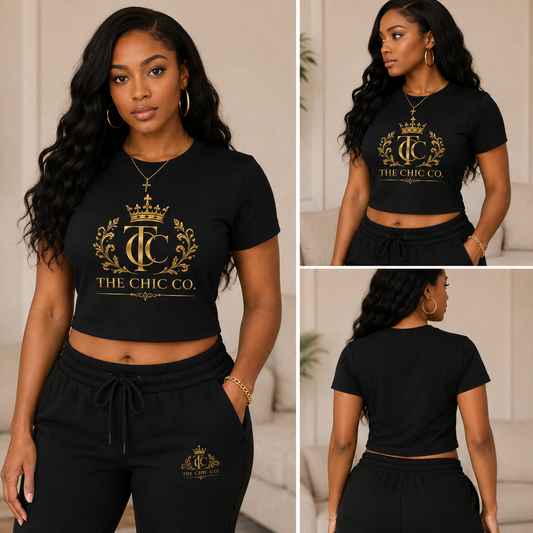 The Chic Co. Gold Crest Crop Tee
