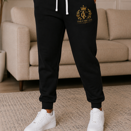 Classic Black Gold Crest Sweatpants