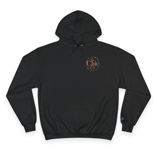 Chic Champion Hoodie — Minimal Script Chest Logo,