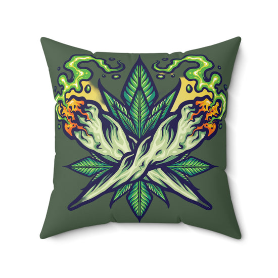 Cannabis Leaf Throw Pillow — Bold Graphic Decorative Cushion