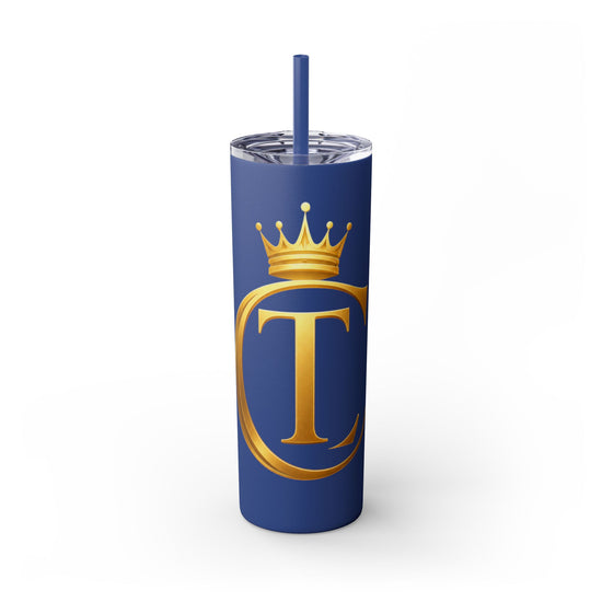 The Chic Co. Gold Crown Monogram Skinny Tumbler 20oz — Gold Stainless Straw