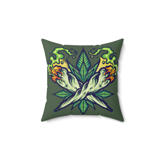 Cannabis Leaf Throw Pillow — Bold Graphic Decorative Cushion