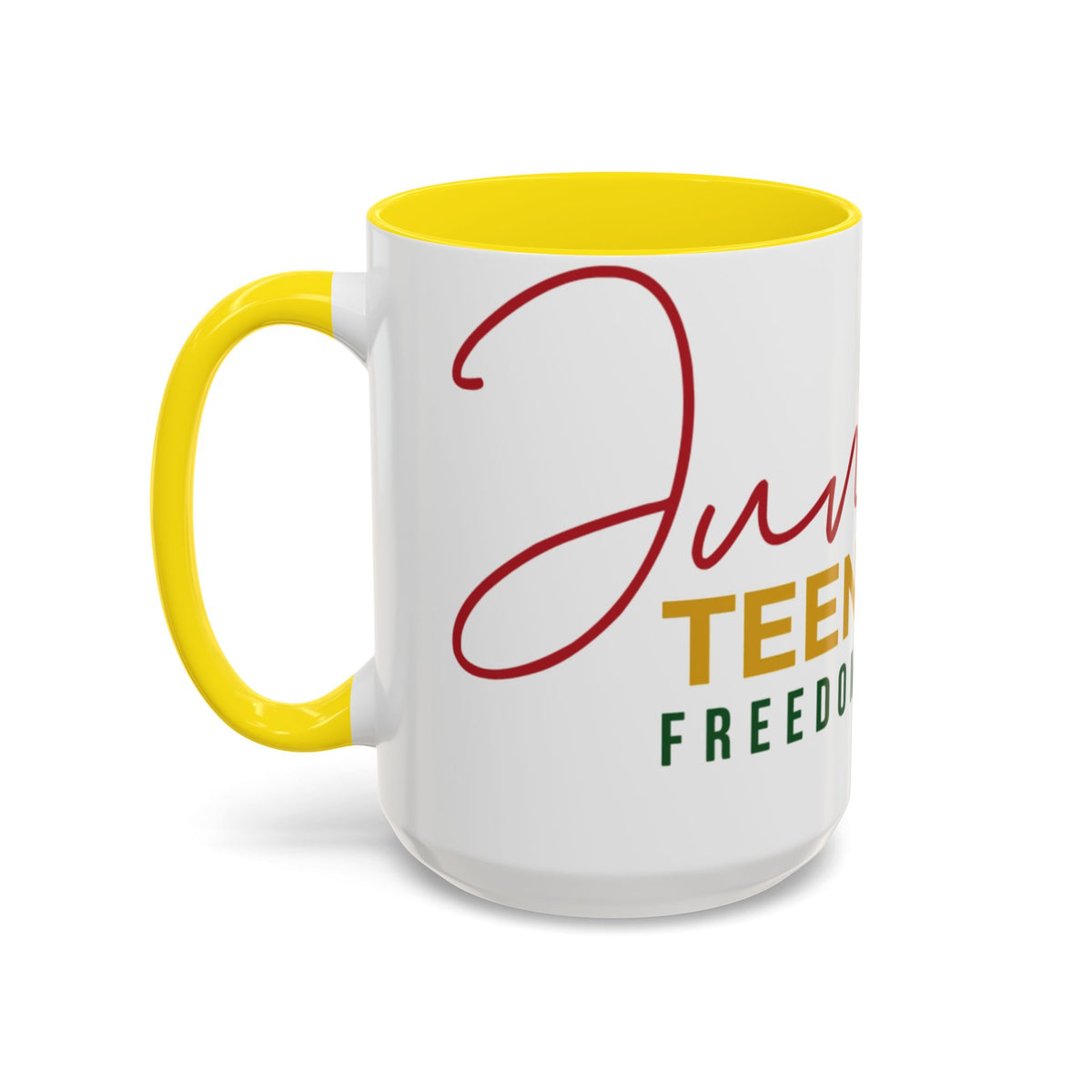 Juneteenth Coffee Mug — Black Woman Portrait "Juneteenth Freedom Day" Accent Mug