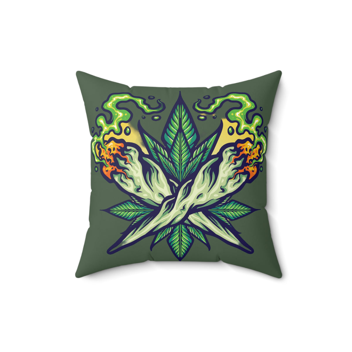 Cannabis Leaf Throw Pillow — Bold Graphic Decorative Cushion