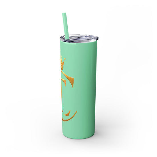 The Chic Co. Gold Crown Monogram Skinny Tumbler 20oz — Gold Stainless Straw