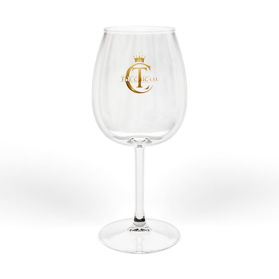 The Chic Co. Signature Gold Crown Monogram Wine Glass — 12oz Stemmed Glass