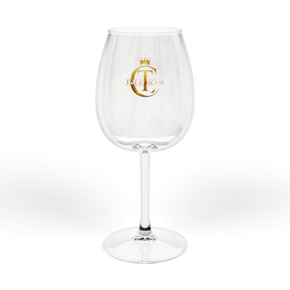 The Chic Co. Signature Gold Crown Monogram Wine Glass — 12oz Stemmed Glass