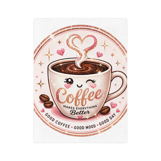Cozy Coffee Lover Velveteen Blanket — Soft Plush Throw for Relaxing Days
