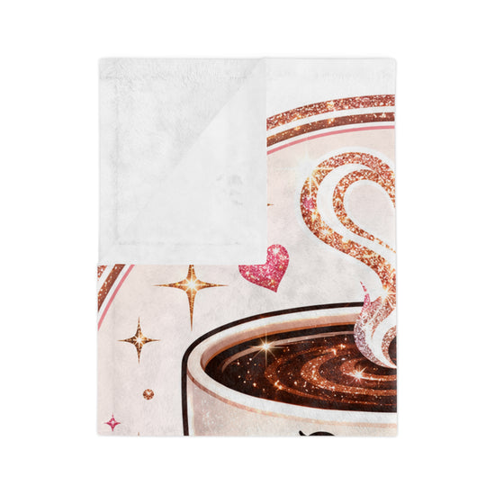 Cozy Coffee Lover Velveteen Blanket — Soft Plush Throw for Relaxing Days