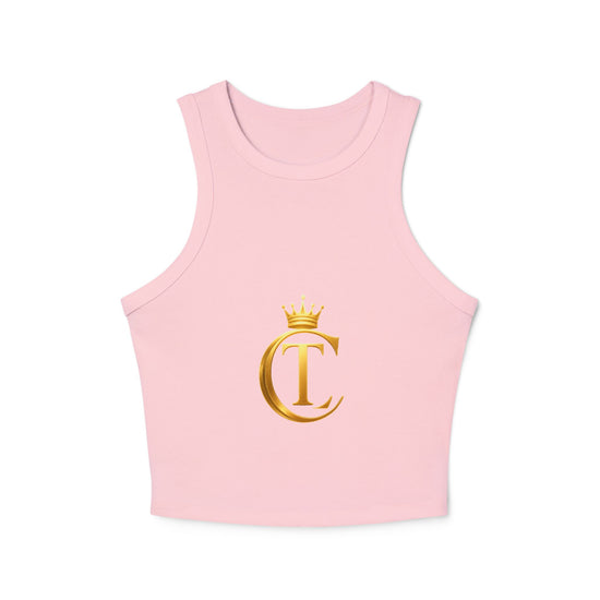 Gold Crown Monogram Racer Tank Top