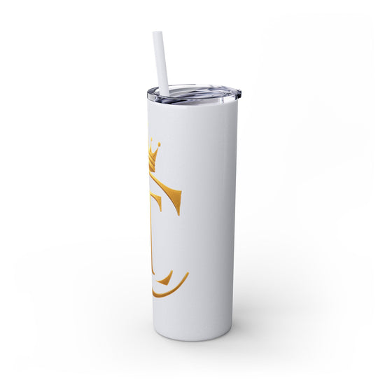 The Chic Co. Gold Crown Monogram Skinny Tumbler 20oz — Gold Stainless Straw