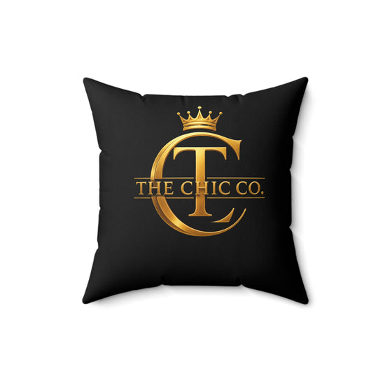 Faux Suede Pillow — The Chic Co. Signature Gold Crown Logo Accent Pillow