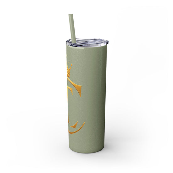 The Chic Co. Gold Crown Monogram Skinny Tumbler 20oz — Gold Stainless Straw