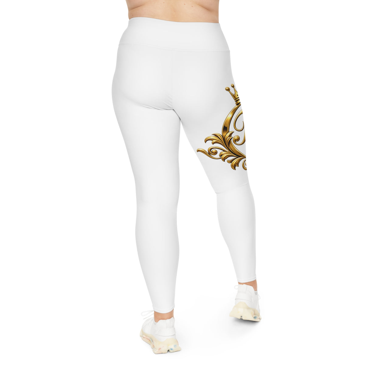 The Chic Co. Signature Gold Crown Monogram Accent Leggings — Royal Curvy