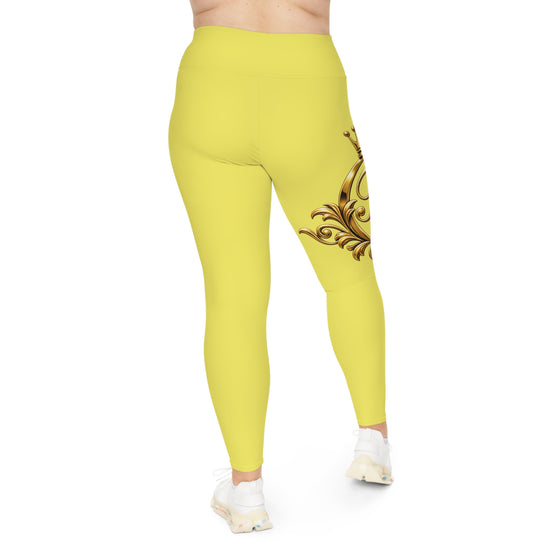 The Chic Co. Signature Gold Crown Monogram Accent Leggings — Royal Curvy