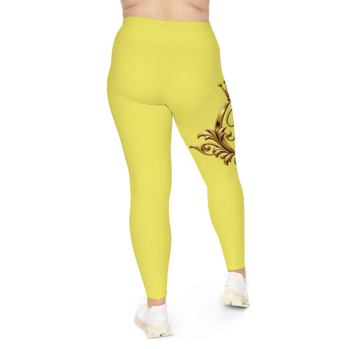 The Chic Co. Signature Gold Crown Monogram Accent Leggings — Royal Curvy