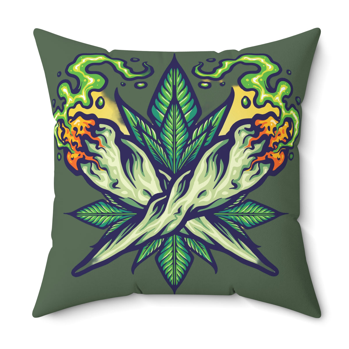 Cannabis Leaf Throw Pillow — Bold Graphic Decorative Cushion
