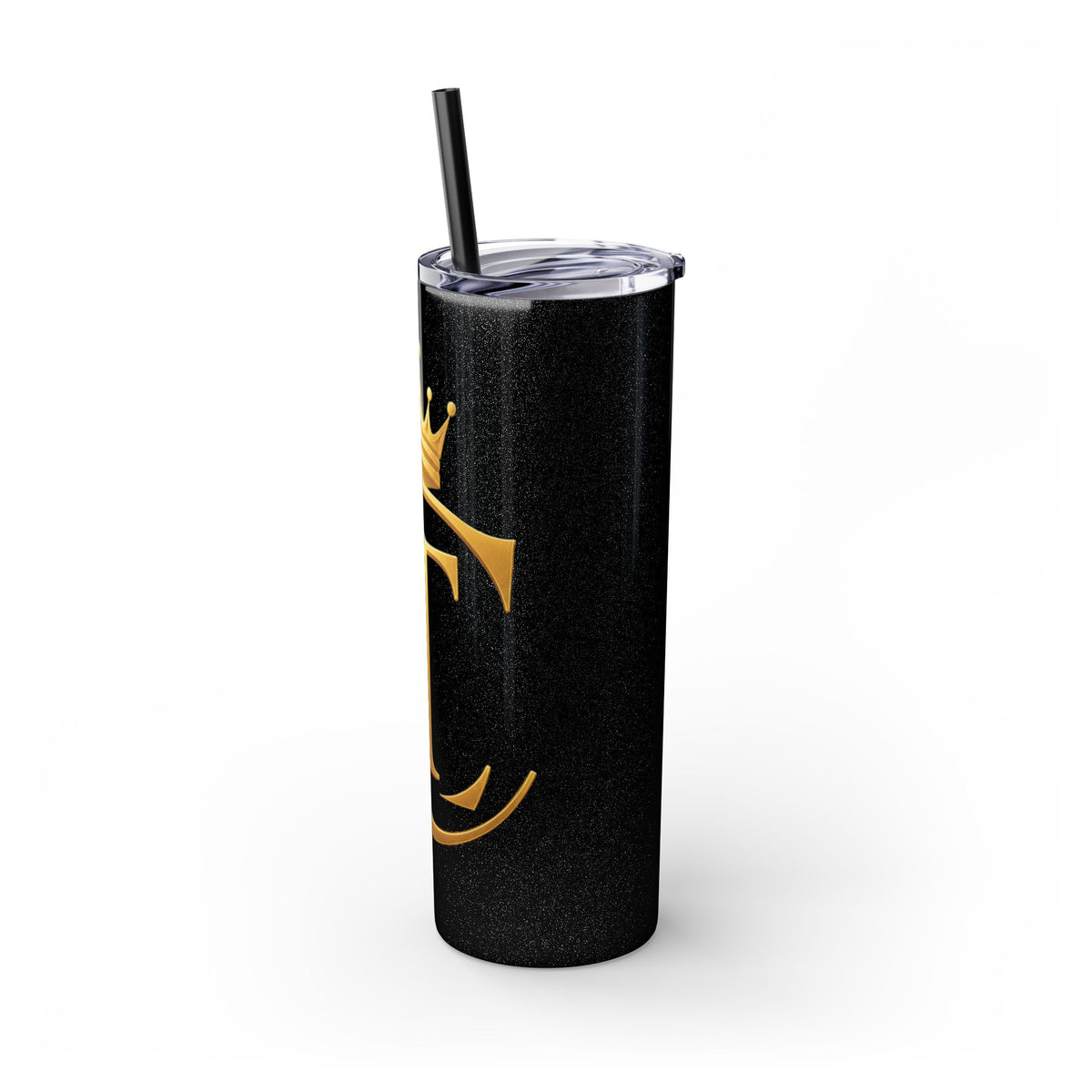 The Chic Co. Gold Crown Monogram Skinny Tumbler 20oz — Gold Stainless Straw